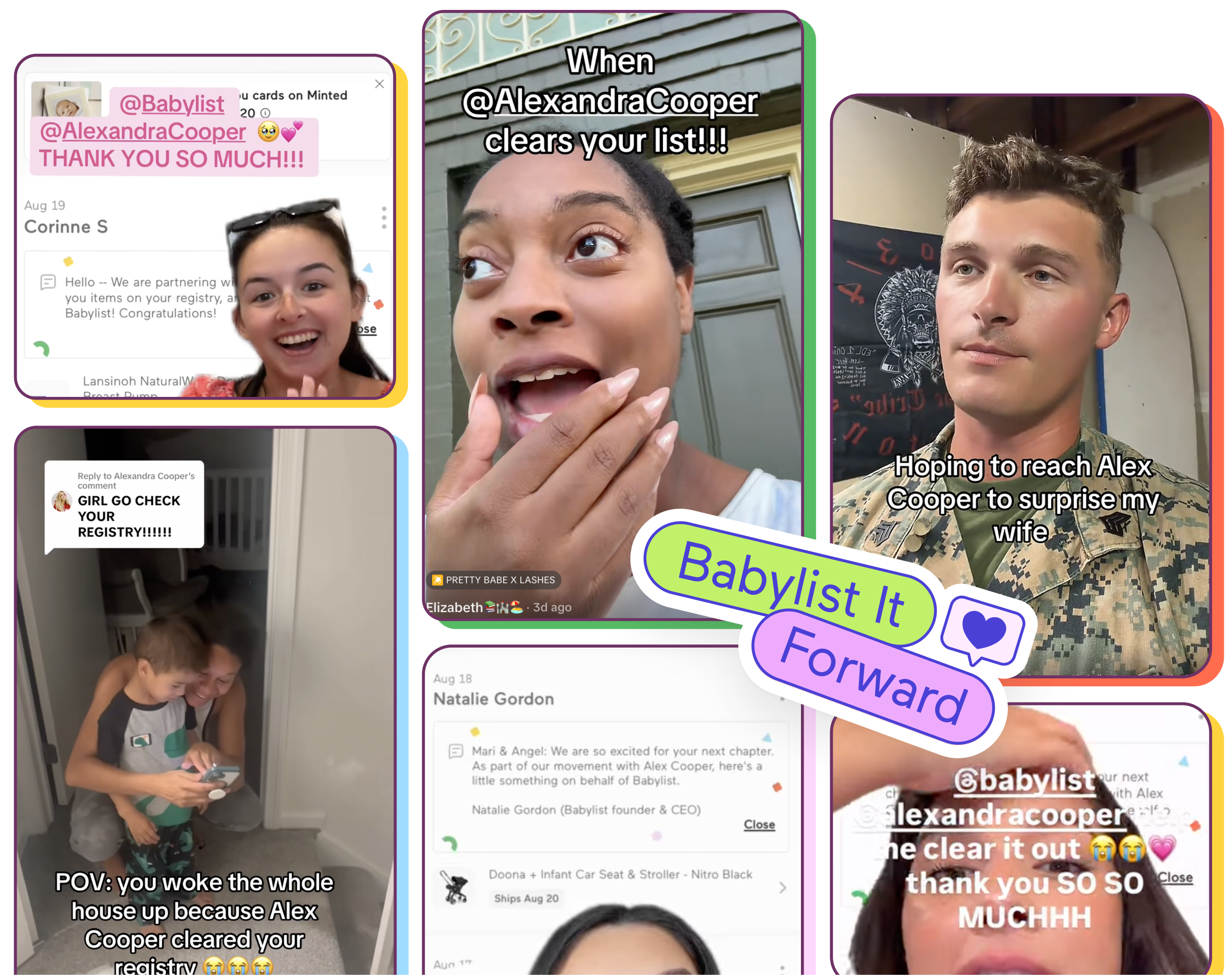 Parents sharing their #BabylistItForward moments on social media.