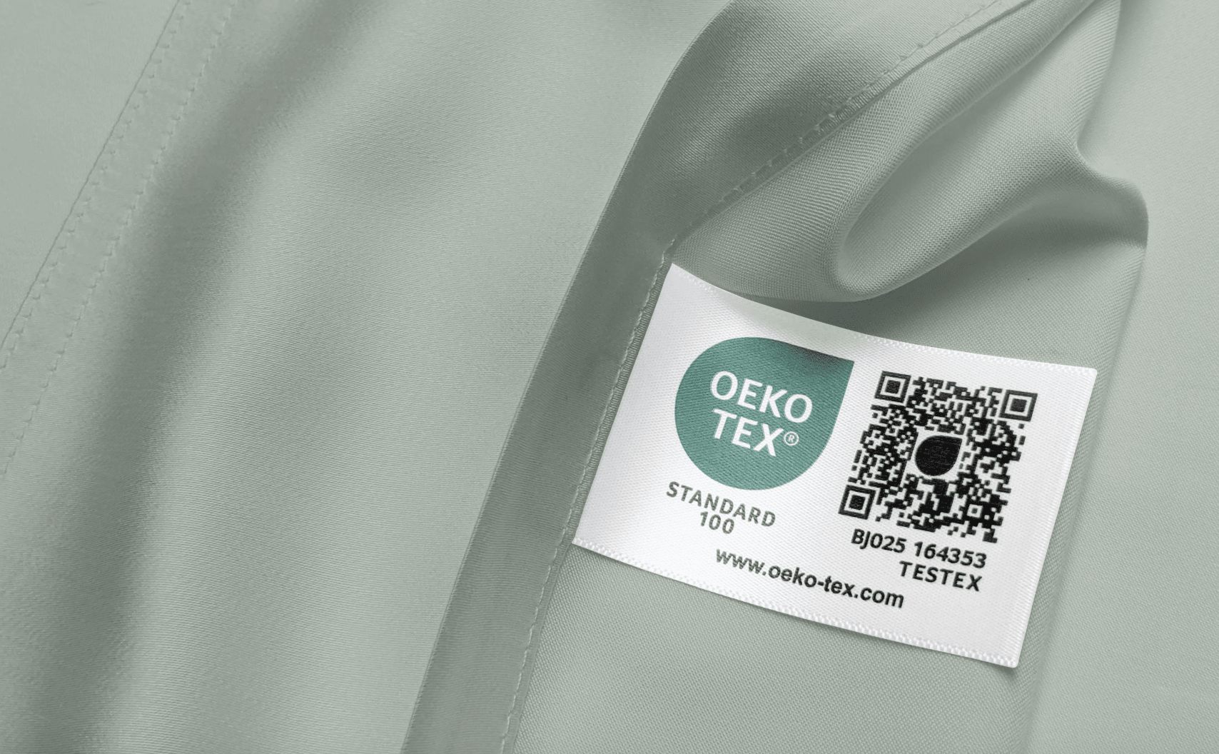 How the OEKO-TEX certification label appears on some textile products.