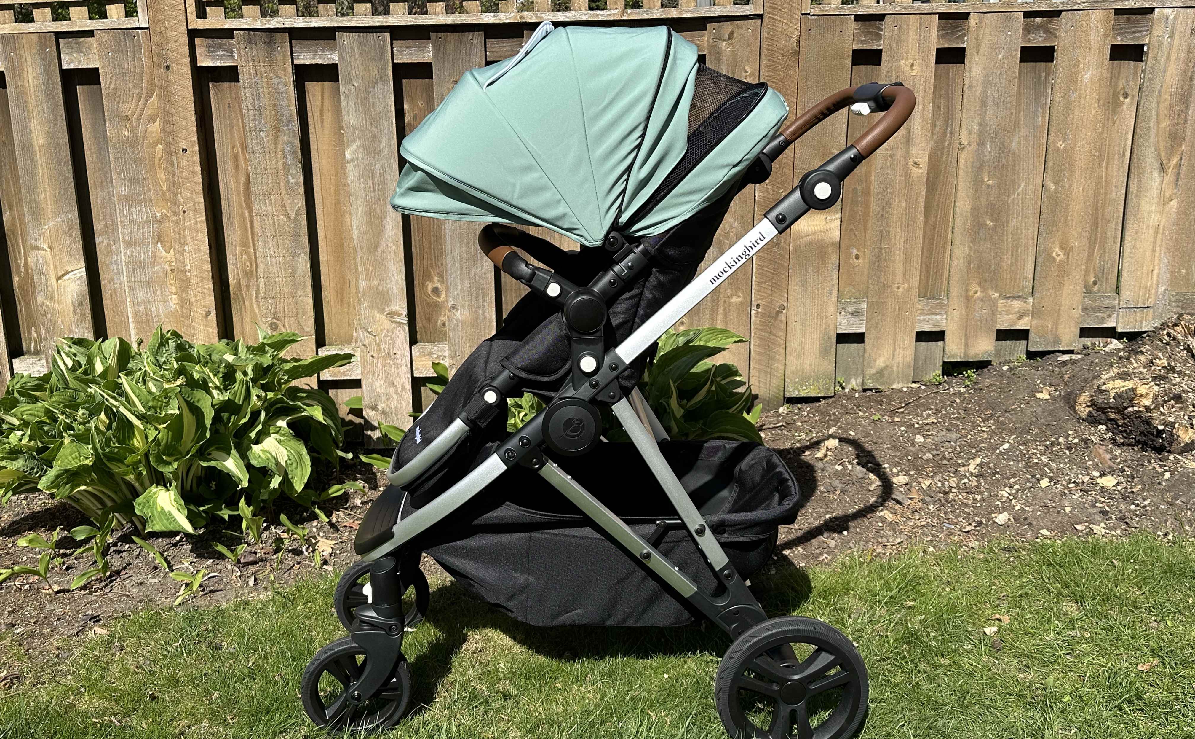 The Mockingbird Single Stroller has a large, extendable canopy.