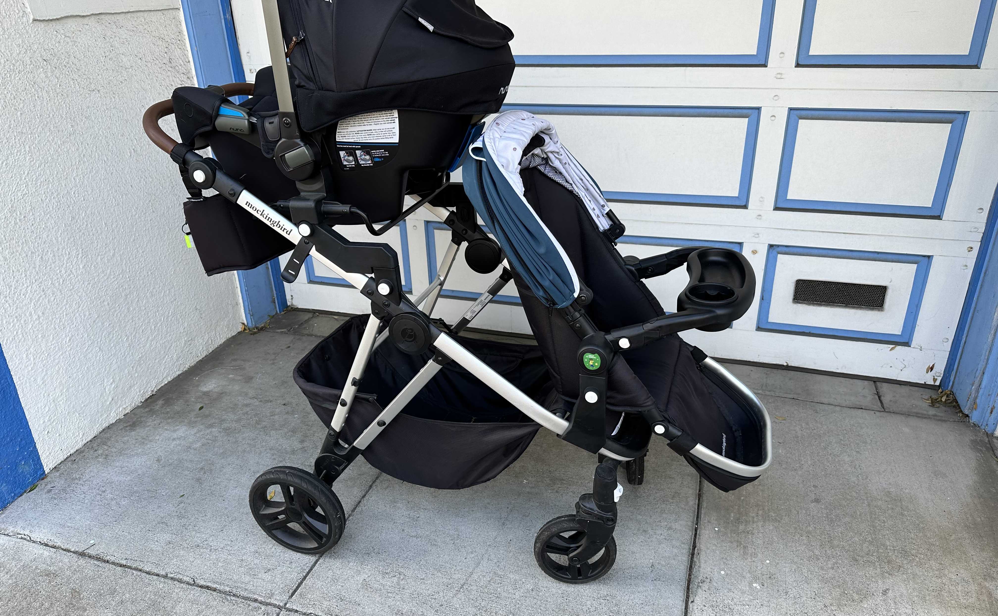 Mockingbird Single-to-Double Stroller 2.0 with Infant Car Seat and Toddler Seat .