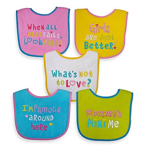 Hamco Attitude Saying 5-Pack Girls Bib Set