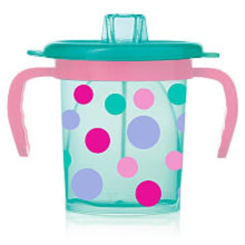 Evenflo Feeding Tilty TripleFlo Trainer Cup - Teal/Pink Polka Dot