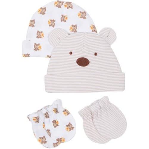 Gerber Newborn Baby Hat & Mitten 4-Piece Set