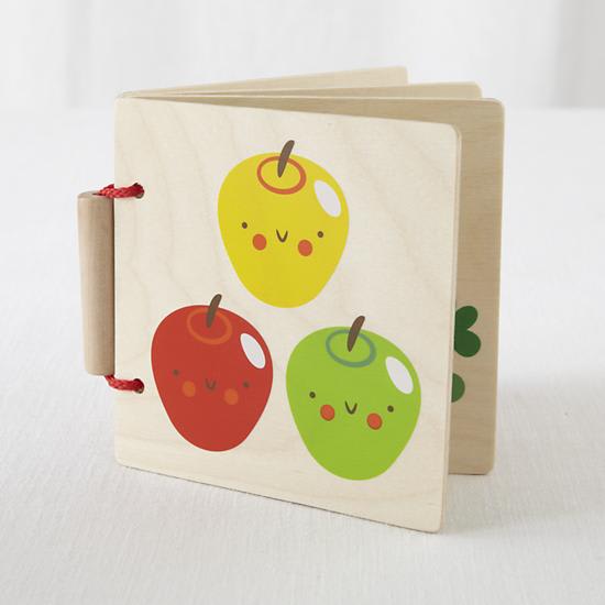 Baby Toys: Big Picture Wooden Fruits Veggies Book | The Land of Nod