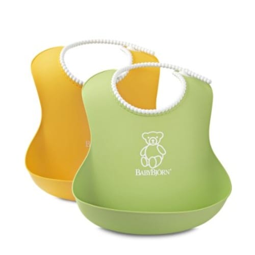 BABYBJORN Soft Bib 2 Pack, Green/Yellow