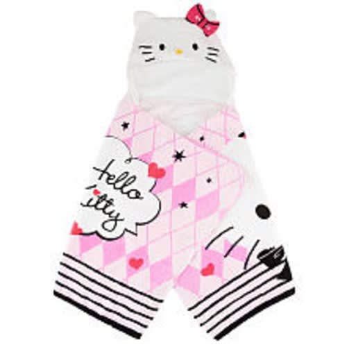 Hello Kitty Hooded Towel - Pink/White
