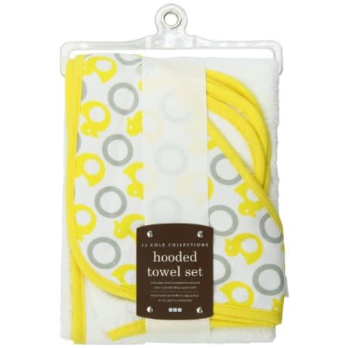 JJ Cole Two-Piece Hooded Towel Set, Yellow Ducks