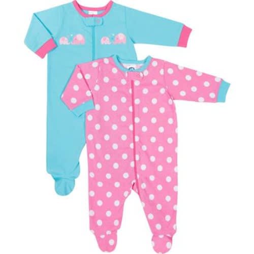 Gerber Newborn Baby Girl Sleep n' Play, 2-Pack