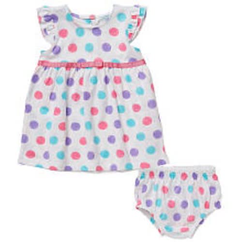 Koala Baby Girls' 2 Piece Printed Bow Sleeveless Dress and Diaper Cover Set, 3 MONTHS