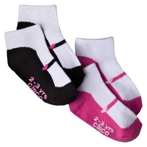 CircoÂ® Infant Toddler Girls' 2 Pack Mary Jane Socks - Black/Pink					, Size: 6-12 Months