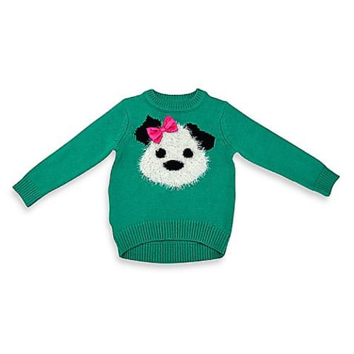 Kidtopia Size 3-6M Fuzzy Puppy and Bow Sweater in Teal