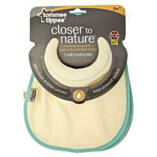 Tommee Tippee Closer to Nature Milk Feeding Bib 2-Pack - Blue