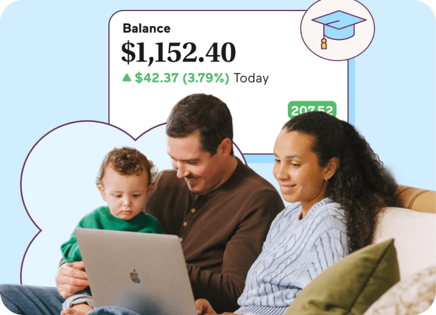 A family watching their college fund balance grow