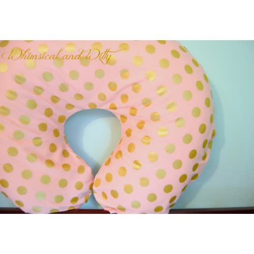 Boppy Cover  Pink and Metallic Gold Dot by WHIMSICALandWITTY