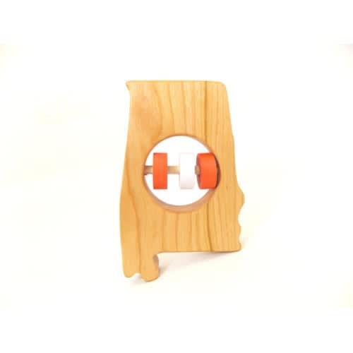 Alabama State Baby Rattle Modern Wooden Baby Toy by BannorToys