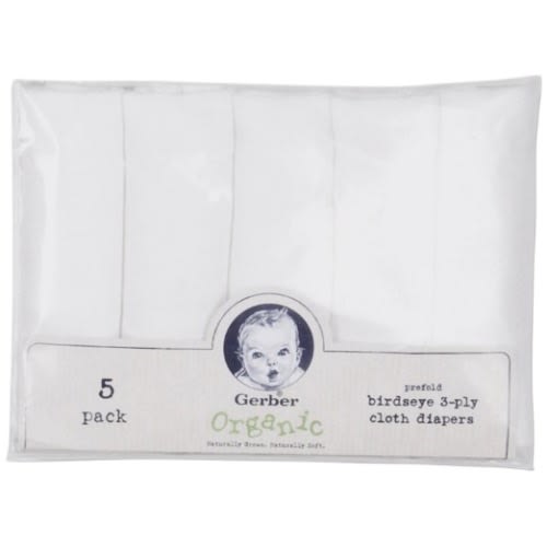 Gerber 5 Count Organic Birdseye Prefold Cloth Diaper