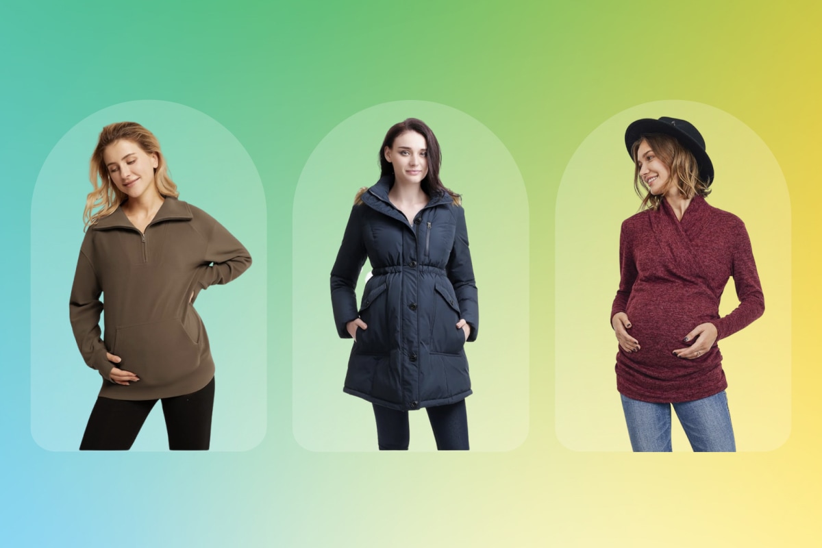 Smallshow Women's V Neck Maternity Tops Clothes Short Sleeve Pregnancy T  Shirts 3-Pack