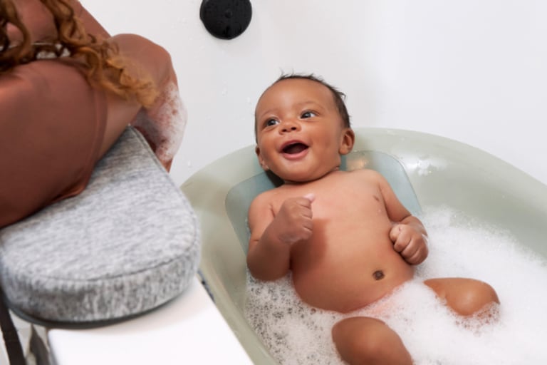 8 Ways to Make Bathtime Comfier for You and Baby.
