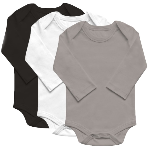 Organic Basics Long Sleeve Bodysuit 3-Pack - Neutral - 0-3 months.