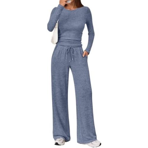 LILLUSORY Womens 2 Piece Matching Lounge Sets 2025 Fall Fashion Knit Sweater Airport Travel Vacation Outfits Gym Sweatsuits