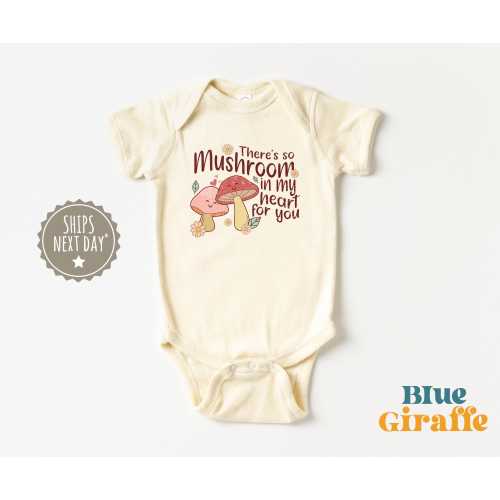 Mushroom In My Heart For You Cute Onesie® - Cute Boho Mushroom Bodysuit - Valentines Day Baby Onesie®