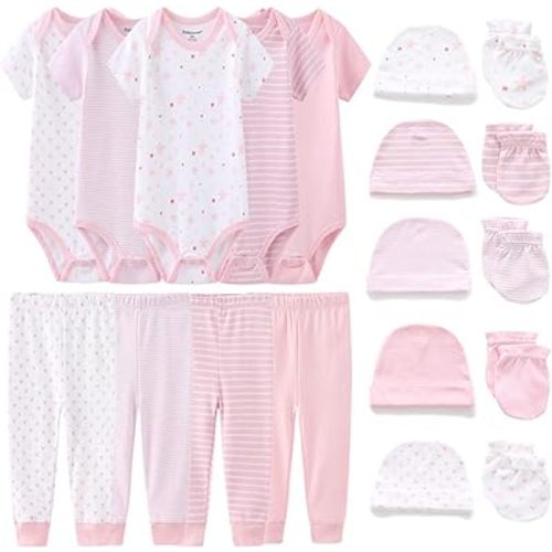 Kiddiezoom Unisex Baby Layette Essentials Giftset Clothing Set 19-Piece For Newborn Baby