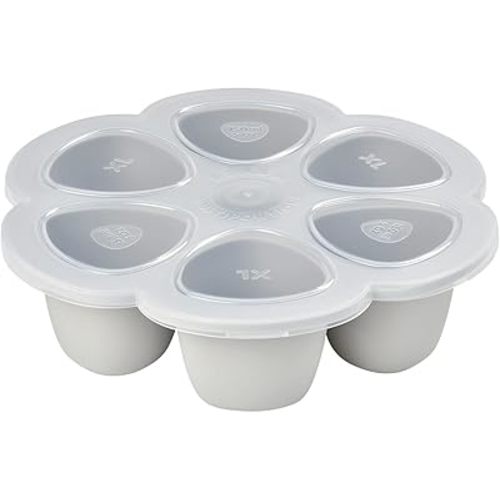 Beaba Multiportions Premium Quality Silicone Baby Food Freezer Tray with Clip On Lid, Baby Food Storage Container Ice Cube Tray Maker, Made in Italy, Cloud, 3 oz
