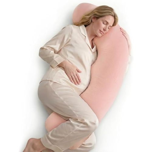 Momcozy J Shaped Pregnancy Pillow, Maternity Body Pillow for Side Sleepers
