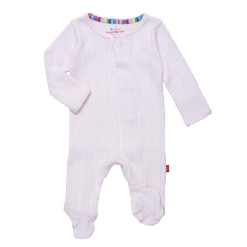 Magnetic Me Love Lines Pink Organic Cotton Pointelle Magnetic Parent Favorite Footie 03 Months in Pink