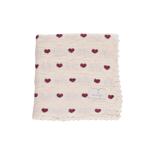 Red Hearts Patchwork Blanket