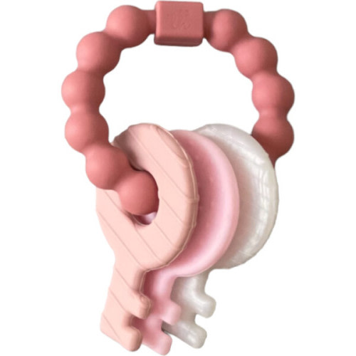 Silicone Key Teething Rattle, Baby's Breath - Three Hearts | Maisonette