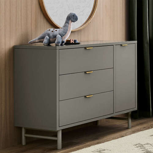 Classic 44" Laurel Green Wood 3-Drawer Kids Dresser with Door