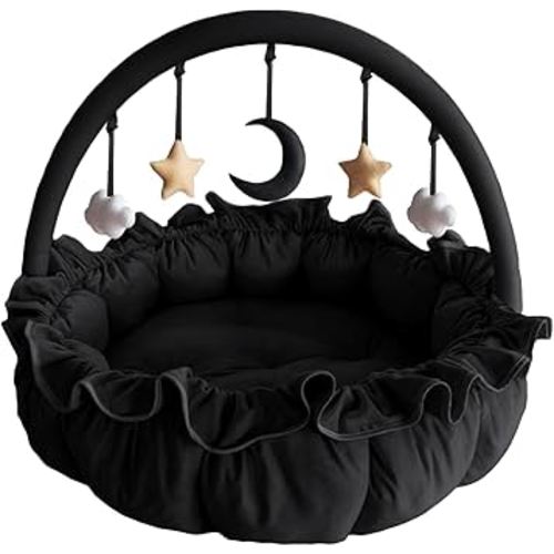 3-in-1 Baby Play Gym, Baby Play Mats for Floor, Plush and Thick Tummy Time Mat with 5 Sensory Toys for Infants, Large Babies Activity Center for Newborn Baby Shower Gift Pink, Ball Pit, Pet Cushion