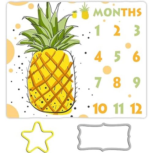 Pineapple Baby Monthly Milestone Blanket, 48x40in Cool Summer Fruits Blanket Newborn Mom Gifts for Newborn Baby Shower,Baby Growth Chart Photography Blanket BTZSME51