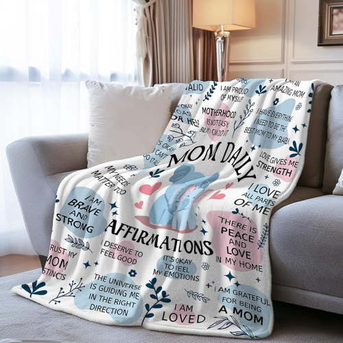 New Mom Gifts for Women, New Mom Blanket, Gifts for New Mom with Mom Daily Affirmations Messages, First Time Mom Gifts Ideas, New Mom Care Gift After Baby, New Pregnancy Gifts for Mom,60x80