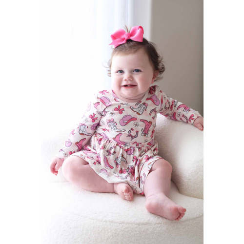 Long Sleeve Twirl Bodysuit in Rodeo Dreams Pink | Caden Lane