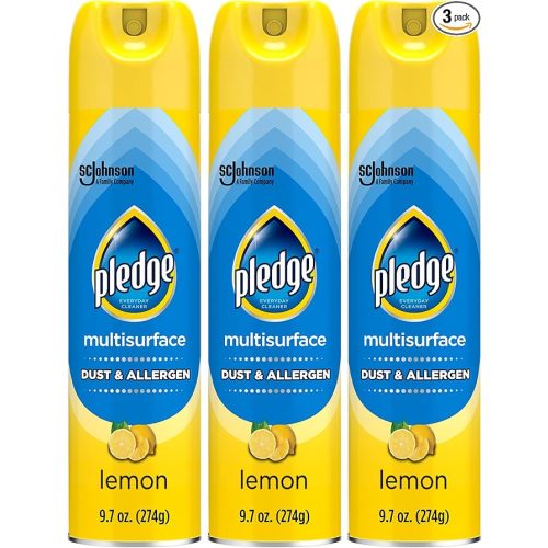Pledge Dust & Allergen Multisurface Cleaner, Aerosol Spray, Lemon Scent, 9.7oz (Pack of 3)