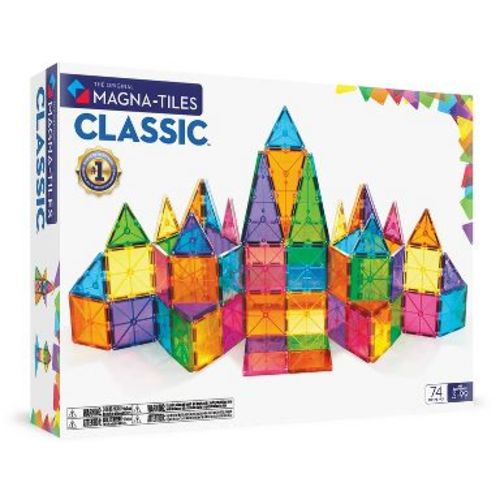 MAGNA-TILES Clear Colors 74pc Set: Educational Magnetic Construction for Math, Shapes, Engineering & Creativity