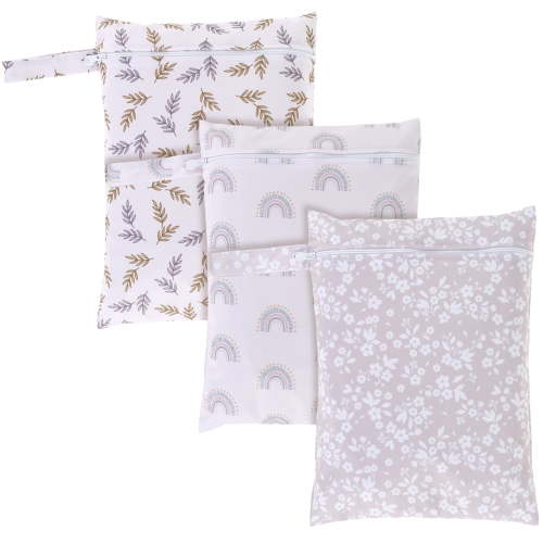 3Pcs Wet Bags with Zipper Closure Waterproof Wet Storage Bag Large Capacity Wet Dry Bag Reusable Wet Clothes Bag Portable Bathing Suit Bags for Swimsuits Baby Diapers Beach Pool