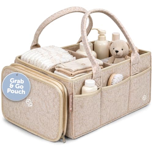 Jool Baby Tag-Along Diaper Caddy – Nursery Storage Organizer for Newborn Essentials – Lightweight & Portable, Large Capacity (Oatmeal)
