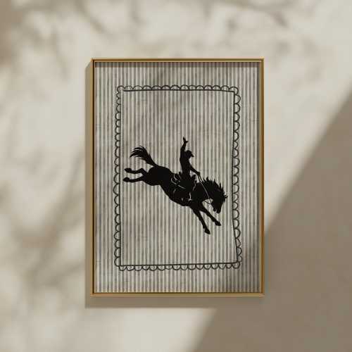 Bucking Bronco Cowboy Nursery Wall Art | Western Nursery Print | Vintage Rodeo Silhouette | Cowboy Nursery Decor