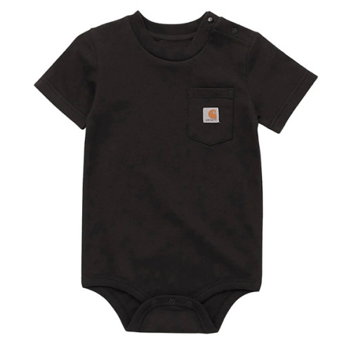 6-9M Black Kids' Short Sleeve Pocket Bodysuit (Baby) | Carhartt