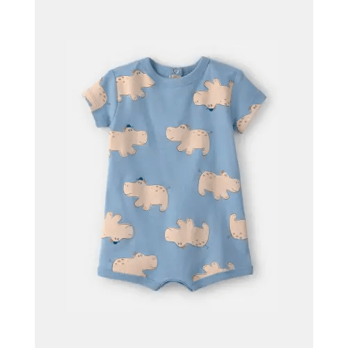 Baby Boy Hippo Short-Sleeve Romper - Blue | Carter's