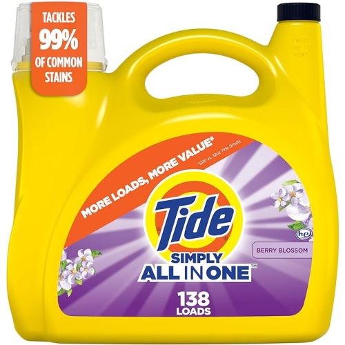 Tide Simply Clean & Fresh Liquid Laundry Detergent, Berry Blossom Scent, 138 Loads, 182 fl oz