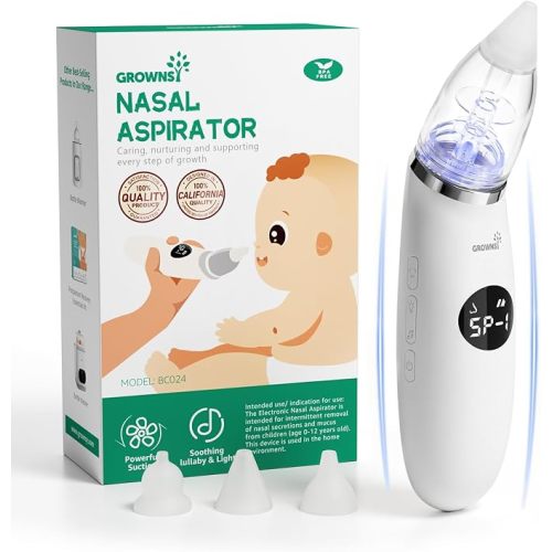 GROWNSY Baby Nasal Aspirator,Ergonomic Nose Sucker with Music&Light, Purple