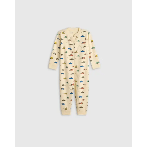 100% Organic Cotton One Piece Pajama - Baby in Cars, Size 6 9M