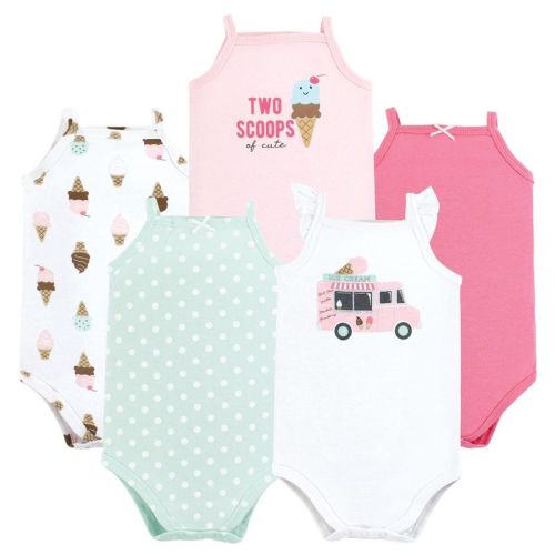 Hudson Baby Infant Girl Cotton Sleeveless Bodysuits, Girl Ice Cream Truck, 0-3 Months