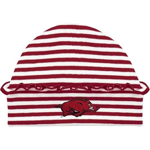 Creative Knitwear College Baby Ruffled Striped Cap - Team Logo, Multiple Colors for Baby Girls, Newborn (0-3 Months)