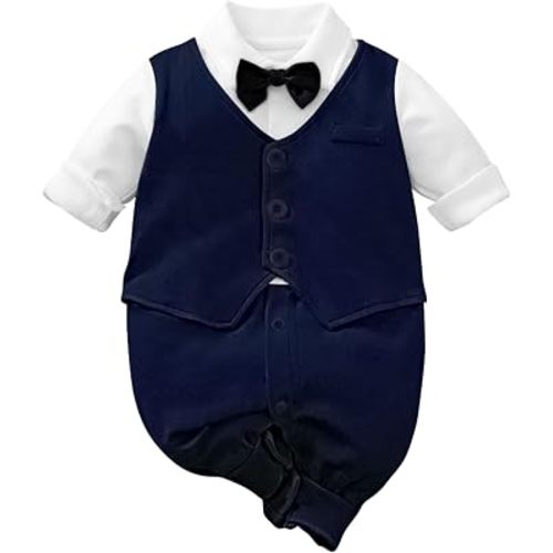 HUAANIUE Newborn Baby Boy Gentleman Romper Tuxedo Suit Outfit 0-24 Months