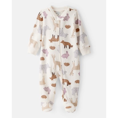 Fox Print 100% Cotton Long-Sleeve Sleep & Play Pajamas - Ivory - Carter's | Carter's